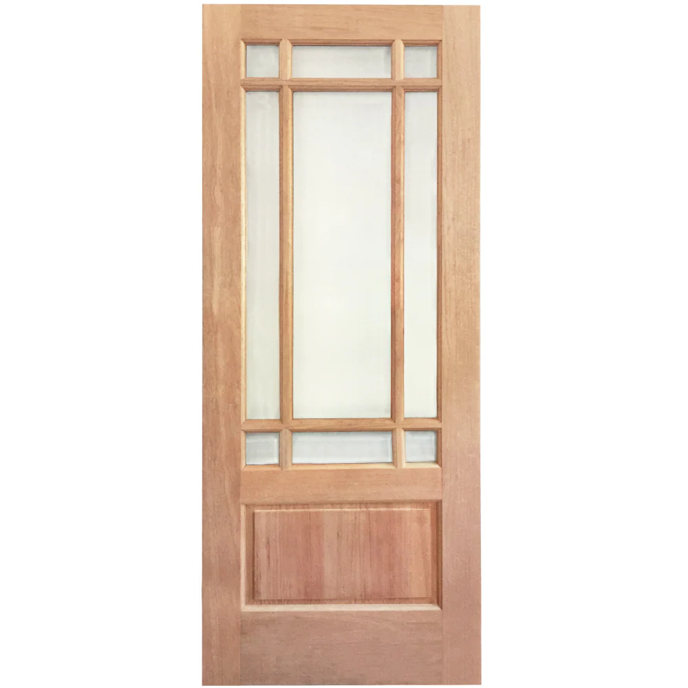 36x80 in. Exterior Mahogany Door Slab | Prairie 9 Lite