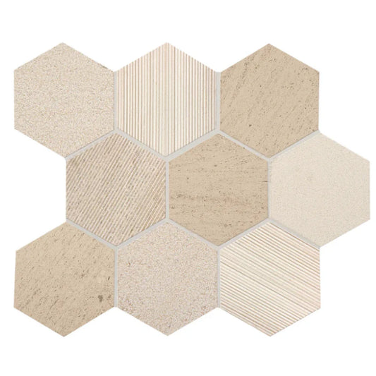 Ascend Honest Greige Mosaic Sheet 4" Hexagon L101