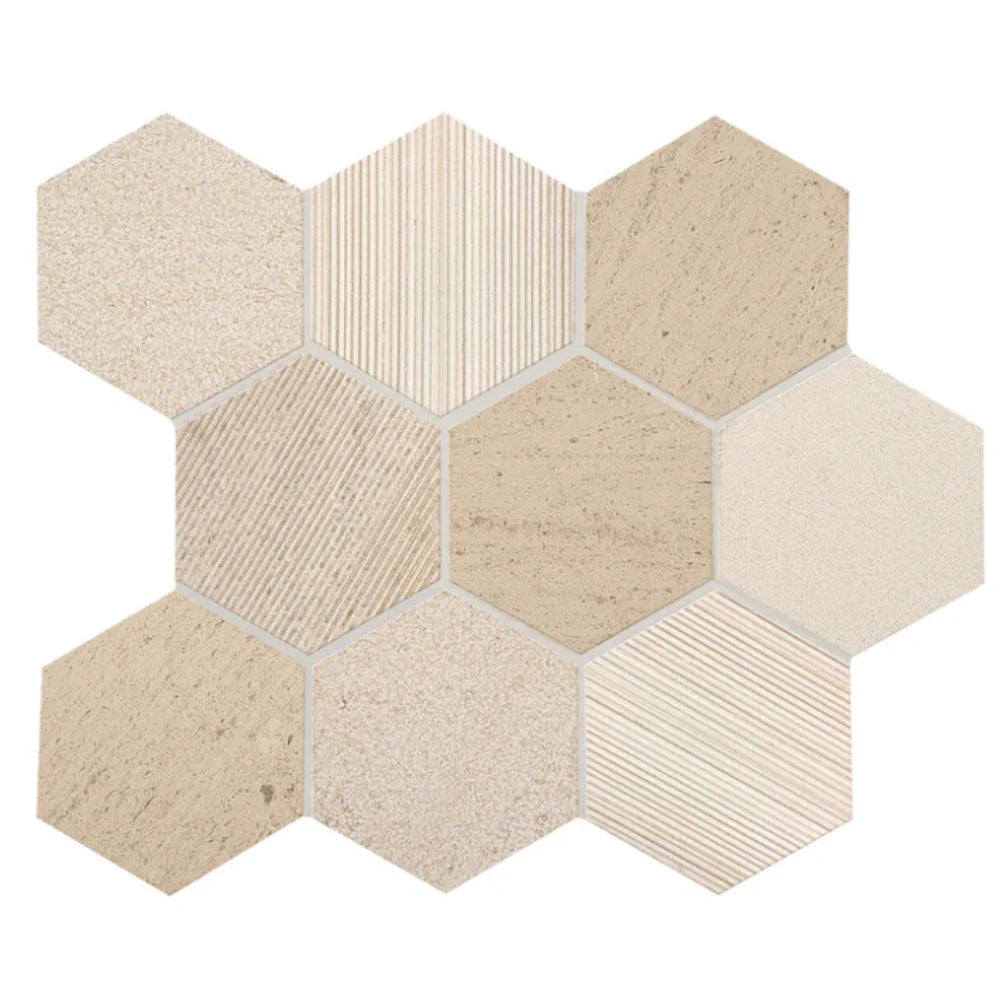 Ascend Honest Greige Mosaic Sheet 4" Hexagon L101