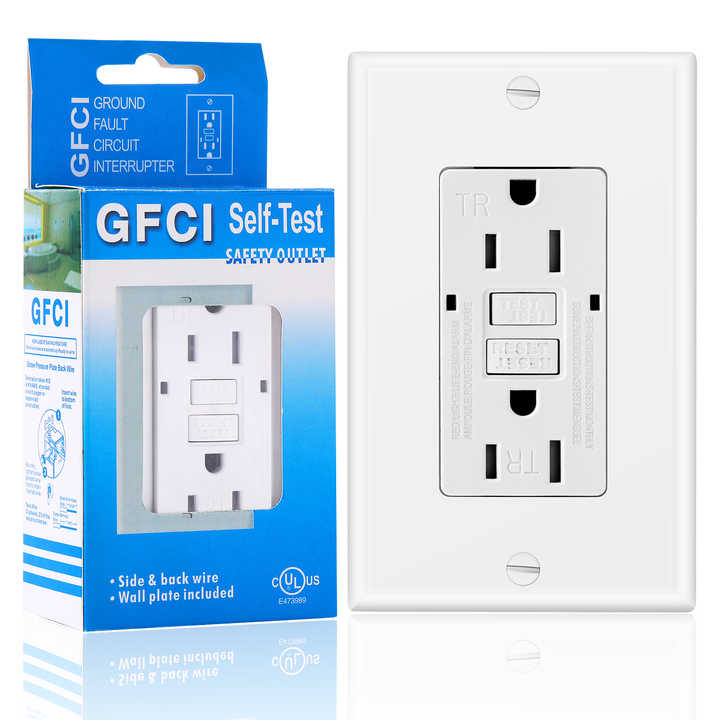 American Smart Socket Self Test Duplex 15Amp 125V GFI TR Tamper Resistant GFCI Outlet Socket Receptacle