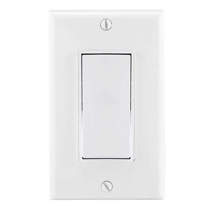 White 15A 125V/227V Screw Push in Side Wire 1 Single Way Toggle Smart Decorative Wall Rocker Light Switch with Wall Plate Cover