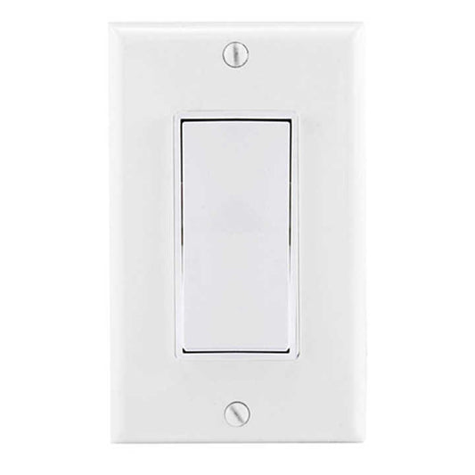 White 15A 125V/227V Screw Push in Side Wire 1 Single Way Toggle Smart Decorative Wall Rocker Light Switch with Wall Plate Cover