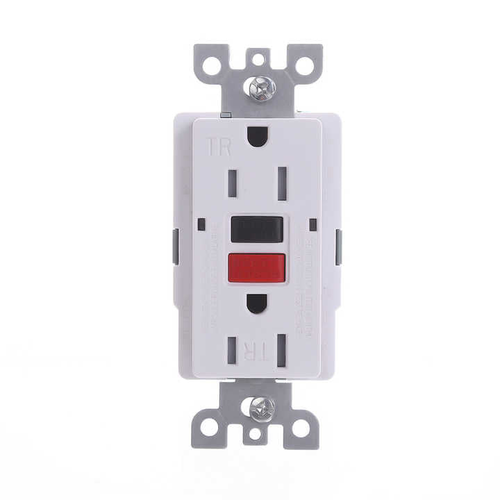 Smart White Duplex Self-Test 125V 20Amp WR TR GFI Socket Wall Outlet GFCI Receptacle with Wallplate for Home