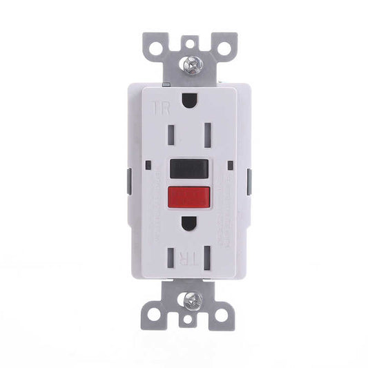 Smart White Duplex Self-Test 125V 20Amp WR TR GFI Socket Wall Outlet GFCI Receptacle with Wallplate for Home