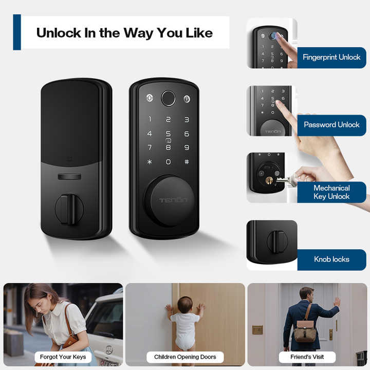 Smart Deadbolt Lock, Finger Print Key Access Digital Electronic Door Lock WiFi Network Password