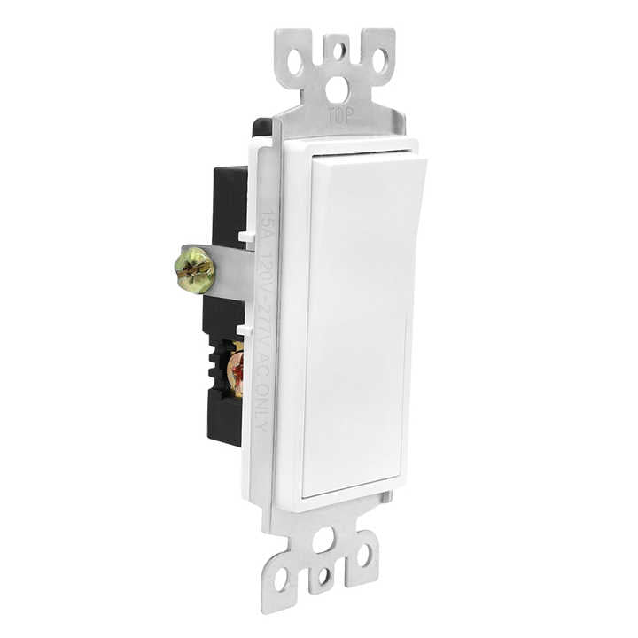 White 15A 125V/227V Screw Push in Side Wire Toggle Smart Decorative Wall Rocker Light Switch