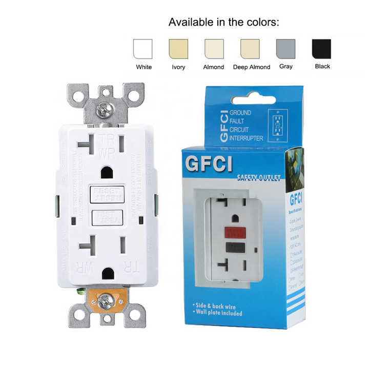 US Standard 20-Amp 125V Tamper-Resistant Wall Switches Listed Self-Test GFCI Outlet With Led Indiccator