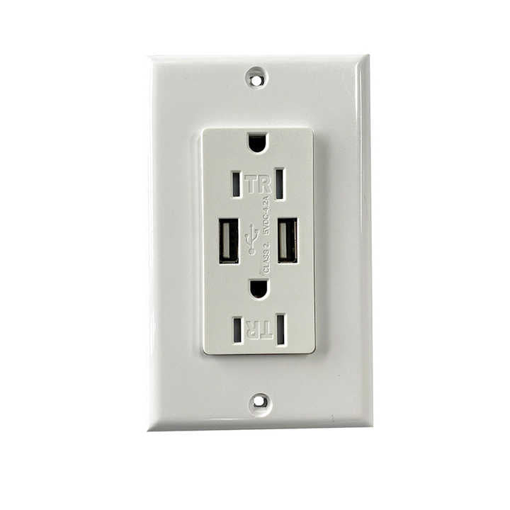 Wholesale Usb Wall Outlet 15A 125V AC Duplex Receptacle Wall Outlt to Usb Adapter