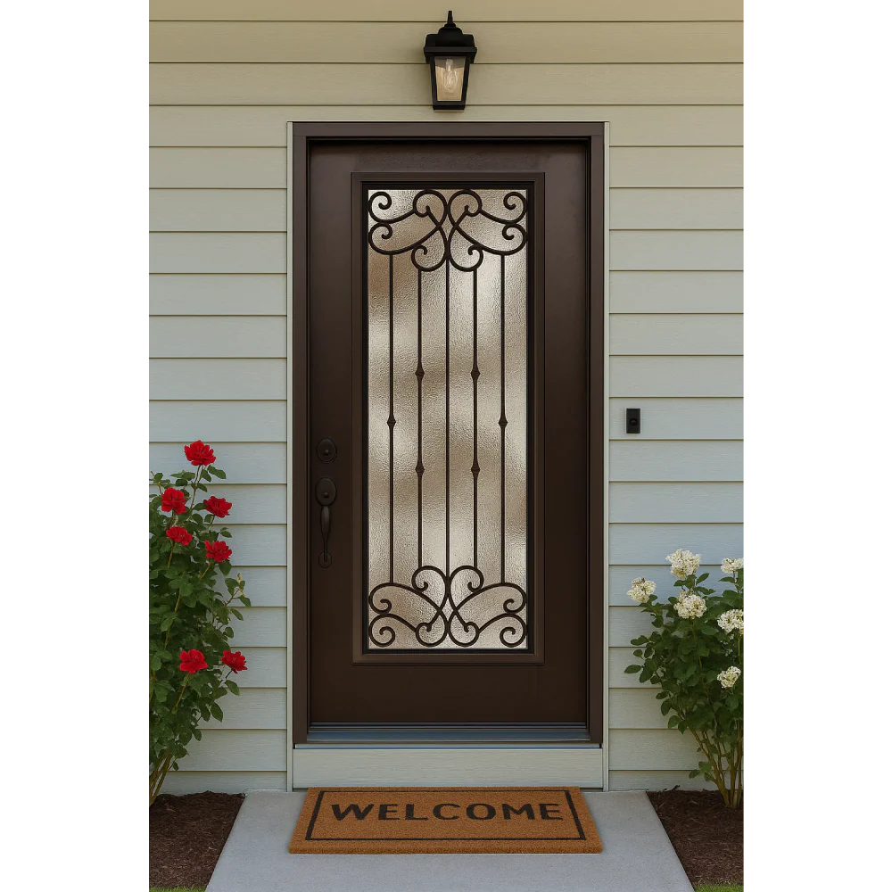 Blackburn 3/0x6/8 Single Prehung Fiberglass Door in Black