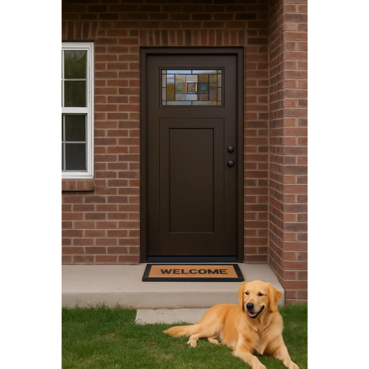 Hometown 3/0x6/8 Single Prehung Fiberglass Door in Dark Walnut