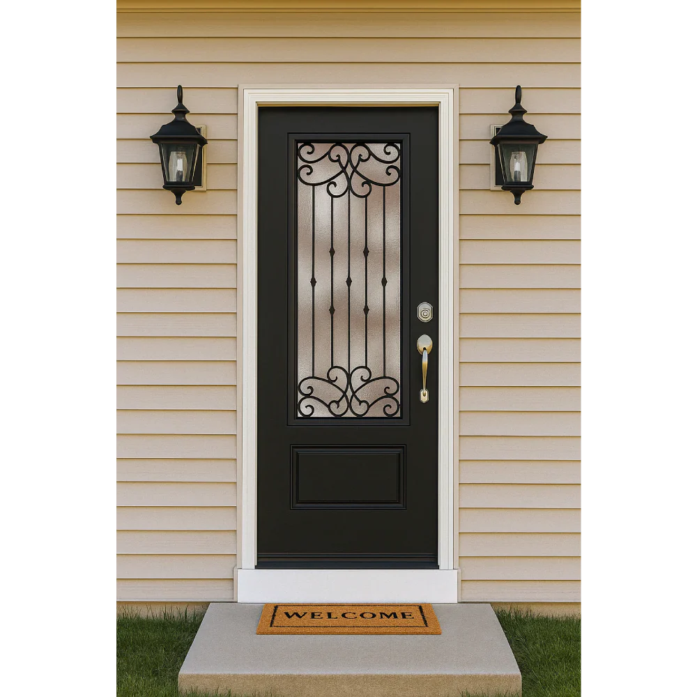 Blackburn 3/0x6/8 Single Prehung Fiberglass Door in Dark Brown