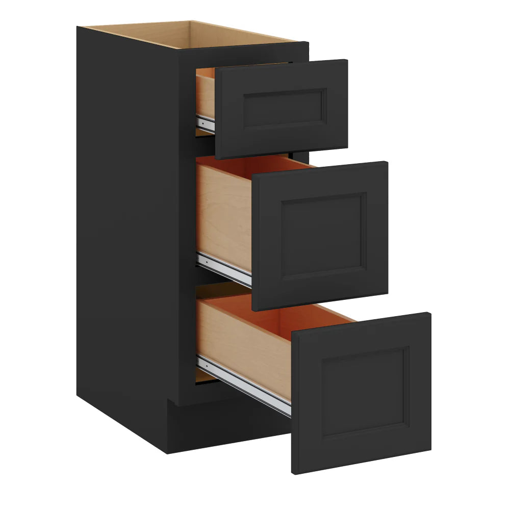 J&K Charcoal E2 Vanity 3 Drawer Base 12" W x 33" H x 21" D