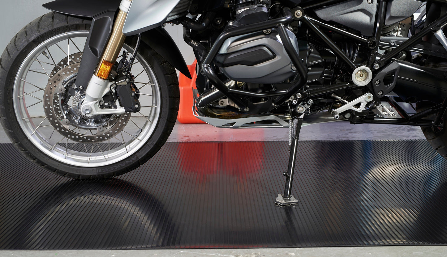 Motorcycle Mat | Ribbed™ Tread | 5' x 10' | G-Floor<sup>®</sup> Roll-Out Vinyl Flooring