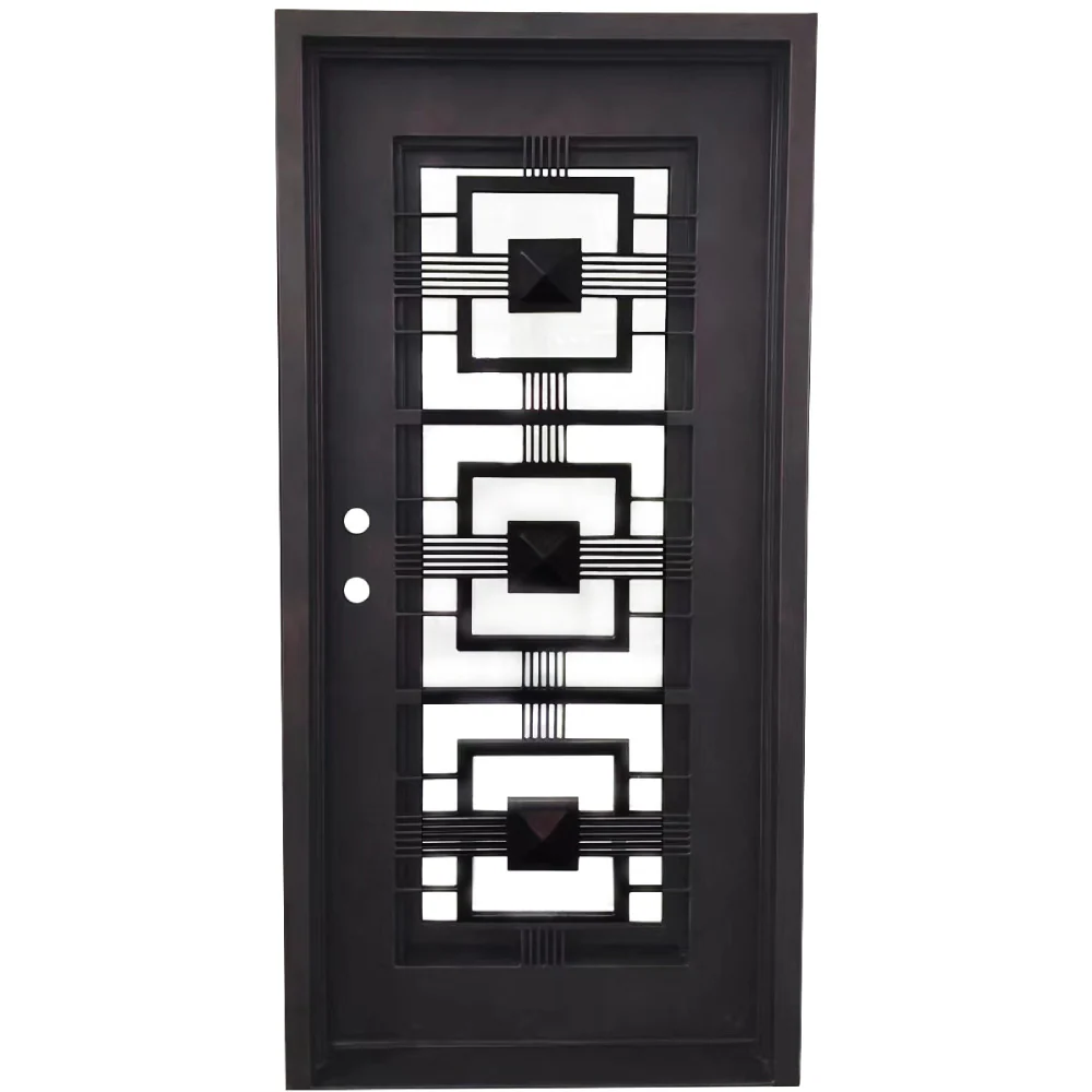 Malibu 3/0x6/8 Exterior Wrought Iron Prehung Single Door