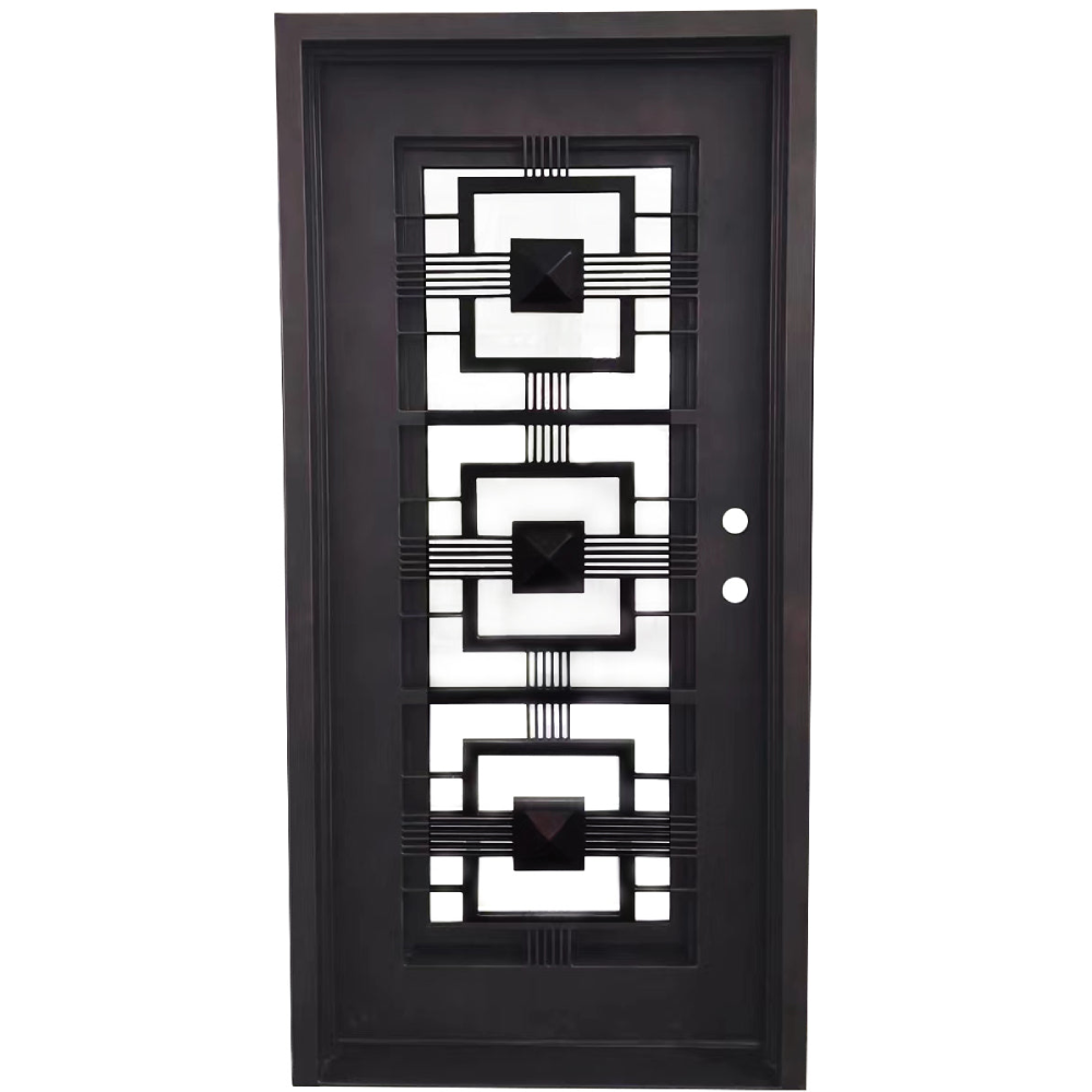 Malibu 3/0x6/8 Exterior Wrought Iron Prehung Single Door