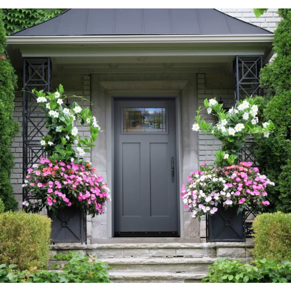 Hometown 3/0x6/8 Single Prehung Fiberglass Door in Gray