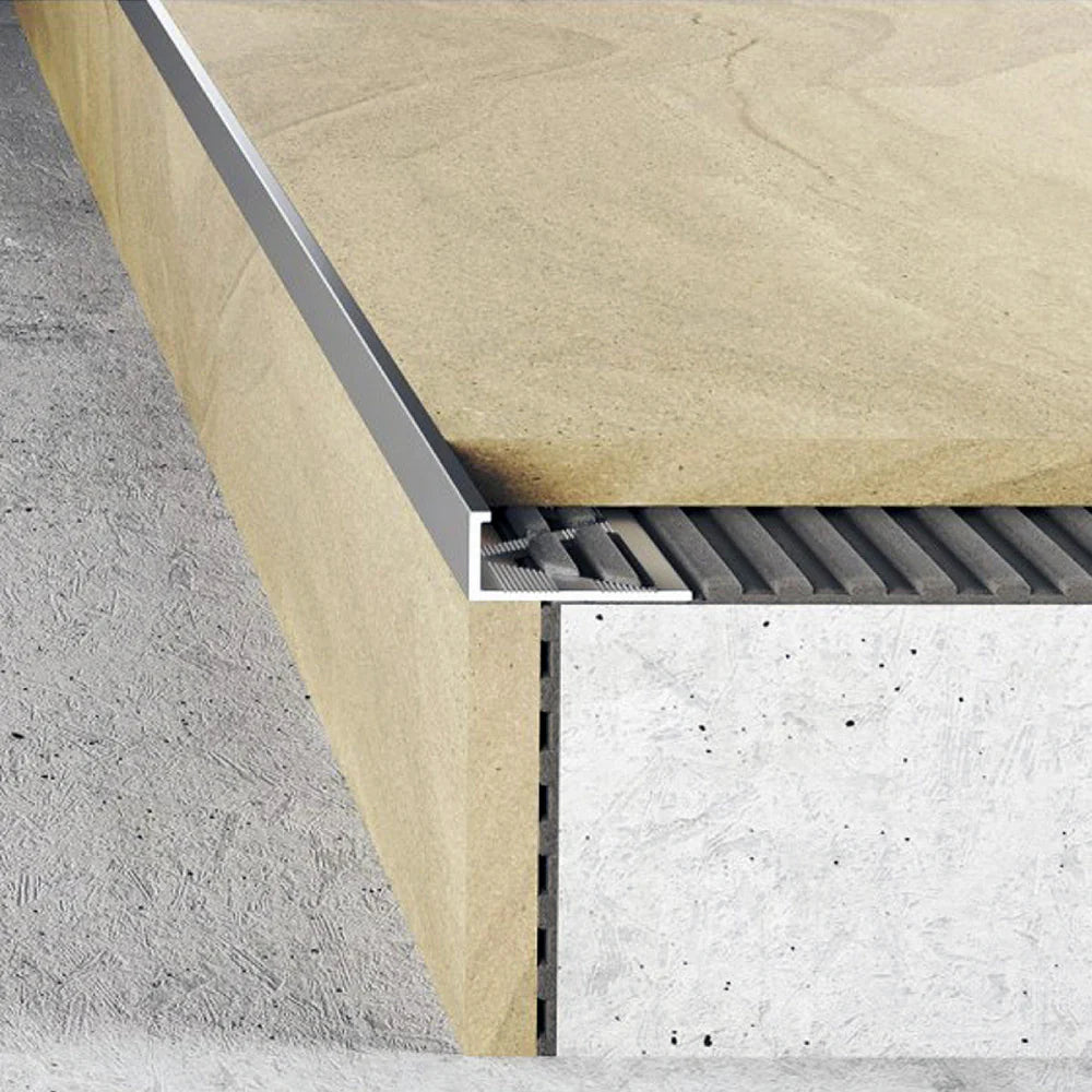 Silver Tile Edge 3/8 in. by 8 ft. Aluminum L Angle Edging for Wall or Floor