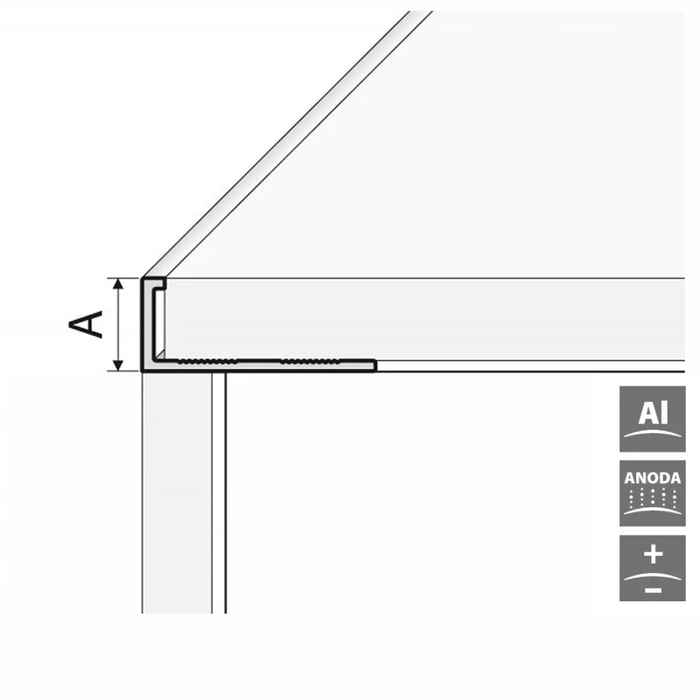 Silver Tile Edge 3/8 in. by 8 ft. Aluminum L Angle Edging for Wall or Floor