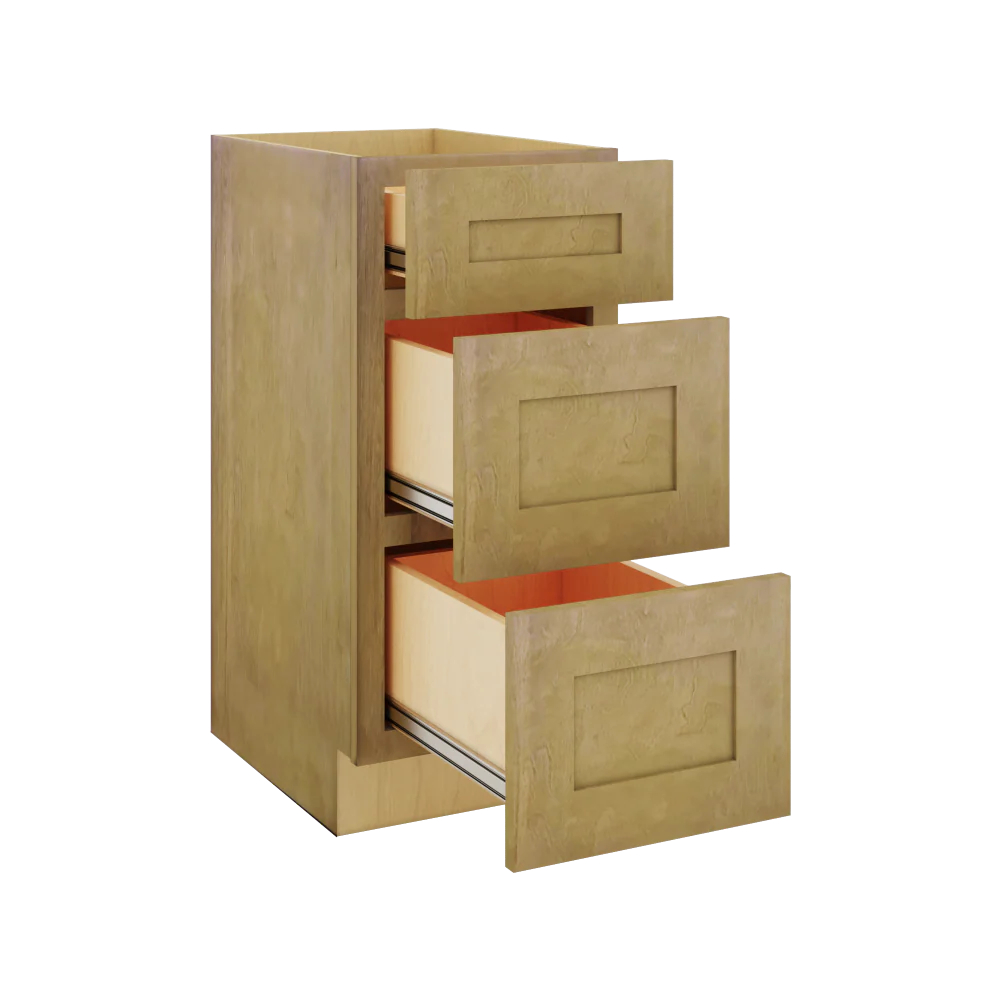 Modernform Cabinet Natural Shaker 15" W X 34 1/2" H X 21" D Vanity Base with 3 Drawers