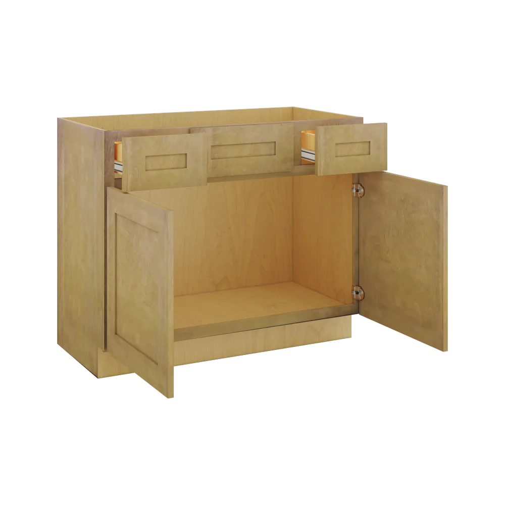 Modernform Cabinet Natural Shaker 42" W X 34 1/2" H X 21" D Combo Cabinet w/2 Side Drawers