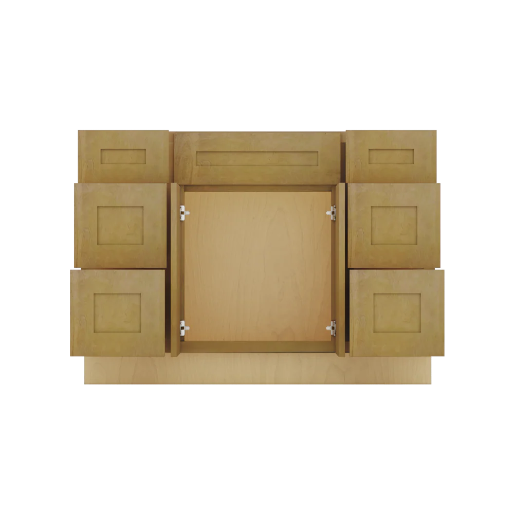 Modernform Cabinet Natural Shaker 48" W X 34 1/2" H X 21" D Combo Cabinet 2 Doors/6 Drawers/1 False Front