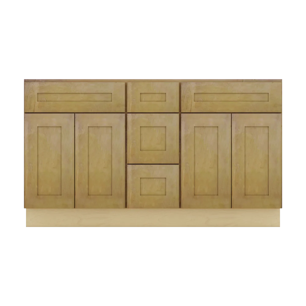 Modernform Cabinet Natural Shaker 60" W X 34 1/2" H X 21" D Combo Cabinet 4 Doors/3 Drawers/2 False Front