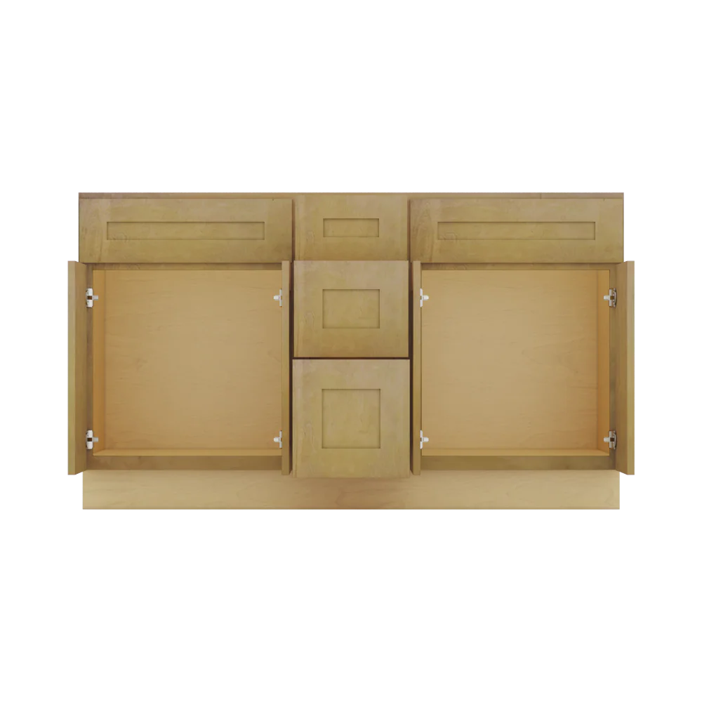 Modernform Cabinet Natural Shaker 60" W X 34 1/2" H X 21" D Combo Cabinet 4 Doors/3 Drawers/2 False Front