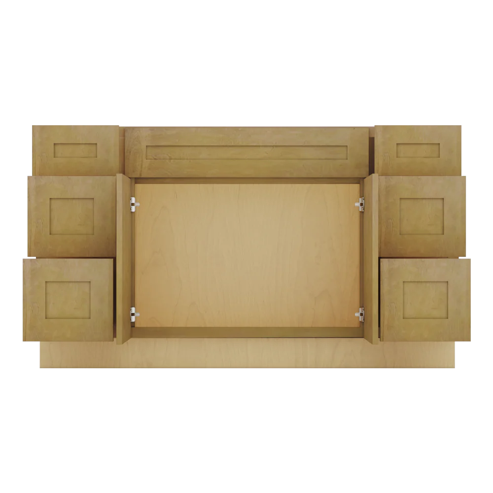 Modernform Cabinet Natural Shaker 60" W X 34 1/2" H X 21" D Combo Cabinet 2 Doors/6 Drawers/1 False Front