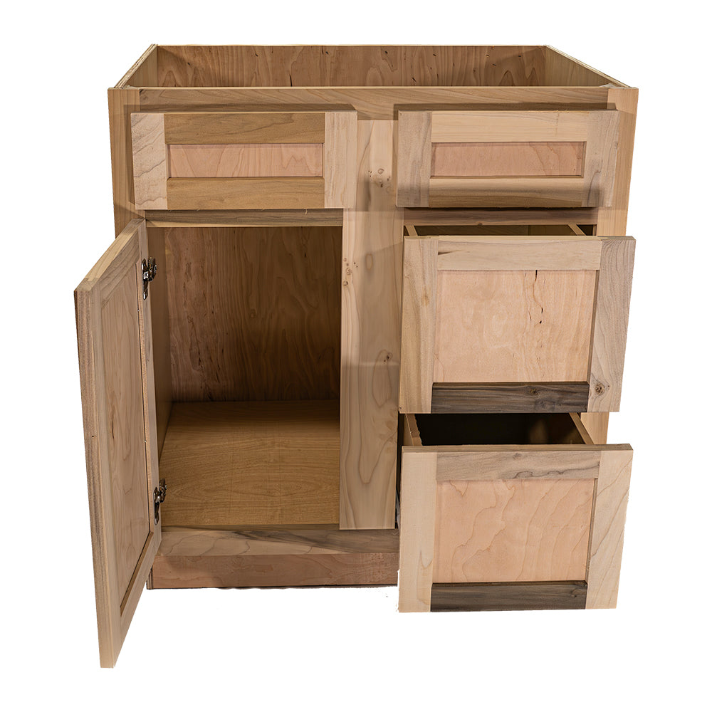30 in. Sink and Drawer Base Vanity Bathroom Cabinet in Unfinished Poplar | Shaker Style