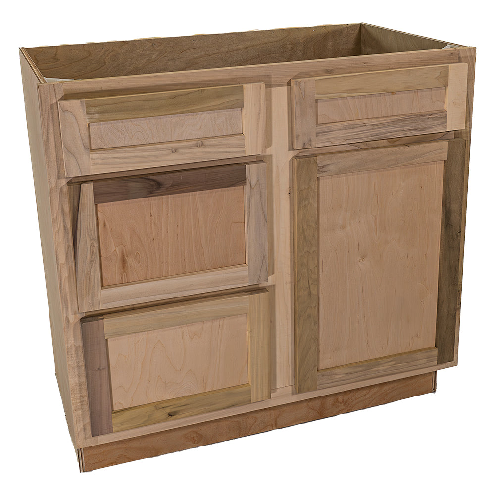 36 in. Sink and Drawer Base Vanity Bathroom Cabinet in Unfinished Poplar | Shaker Style