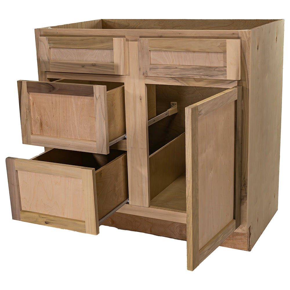 36 in. Sink and Drawer Base Vanity Bathroom Cabinet in Unfinished Poplar | Shaker Style