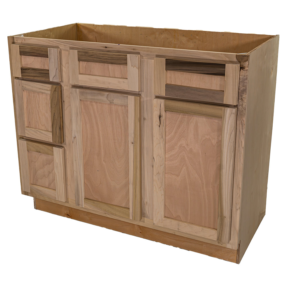 42 in. Sink & Drawer Bathroom Vanity Base Cabinet in Unfinished Poplar | Shaker Style