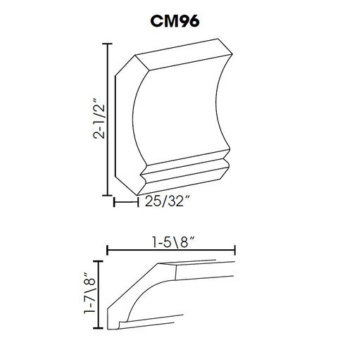 AW-CM96 ( (AW-GW-TW-PW) Crown Molding 2.5"Wx96"H )