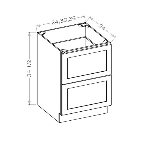 AW-2DB24 ( Drawer Base 24"Wx24"Dx34.5"H 2 Drawers )