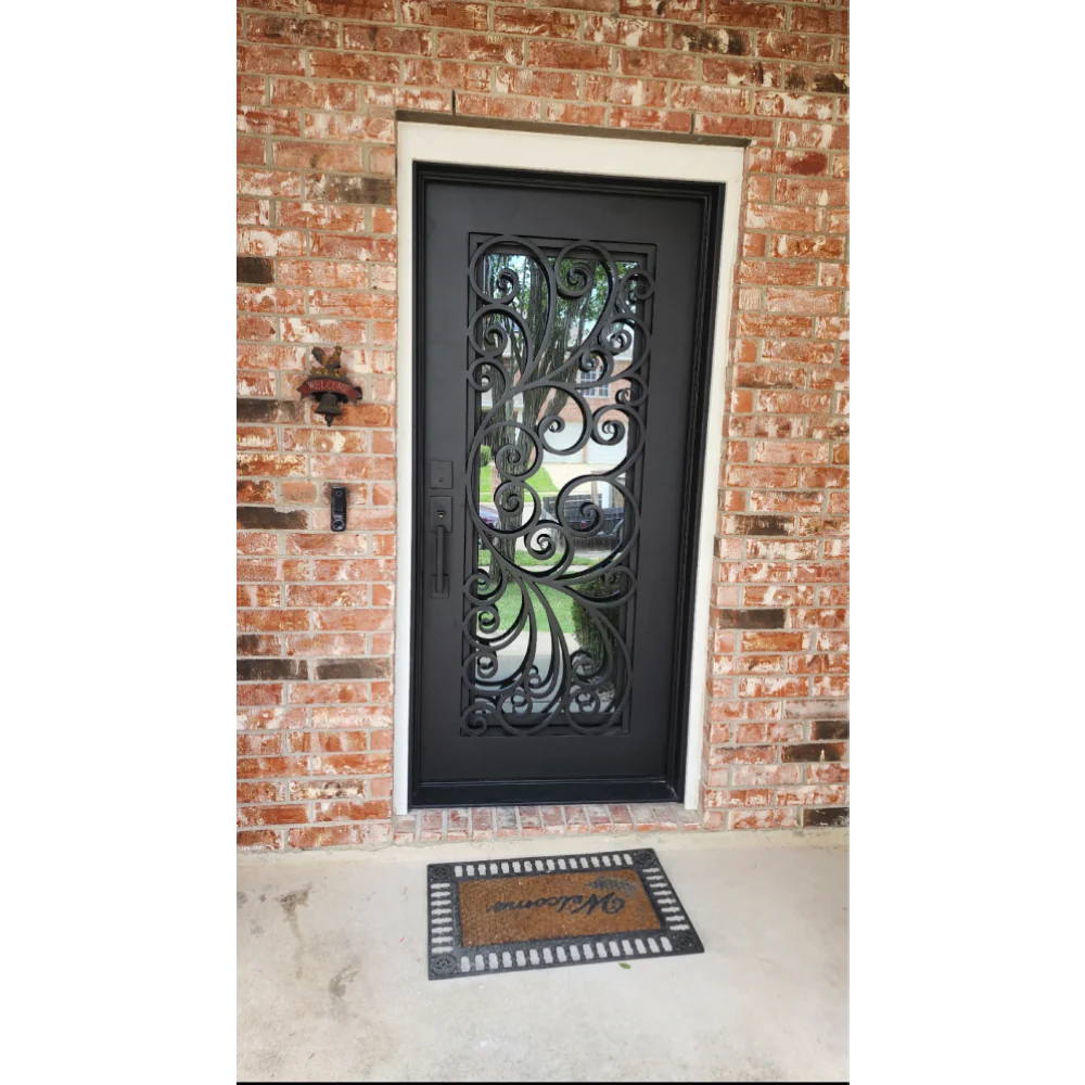Violet 3/0x6/8 Exterior Wrought Iron Prehung Single Door