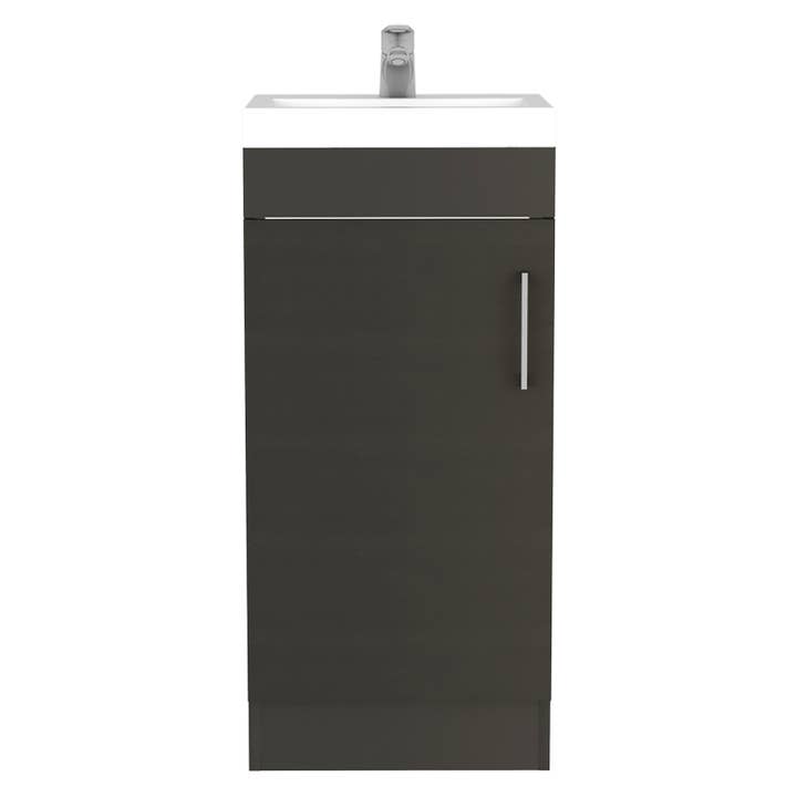 Jozz Bathroom Vanity Sink, Black Wengue and White Finish