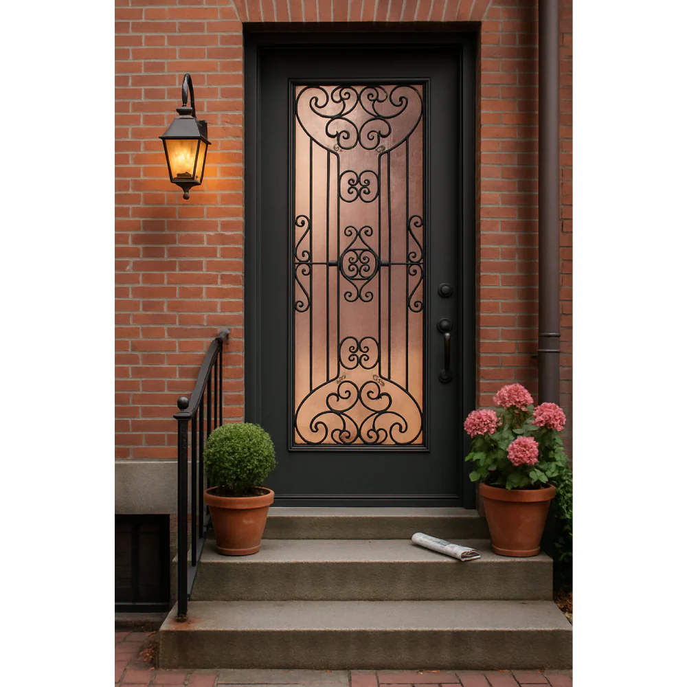 Jupiter 3/0x6/8 Single Prehung Fiberglass Door in Black
