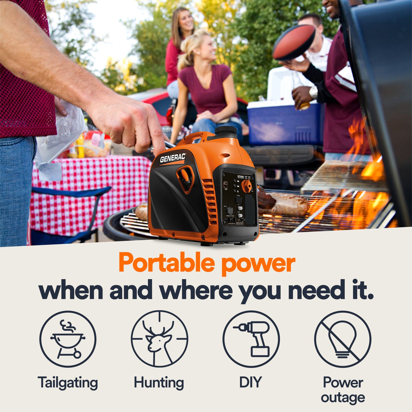 GP2500I 2500-watt Portable Inverter Generator With COSENSE® Technology