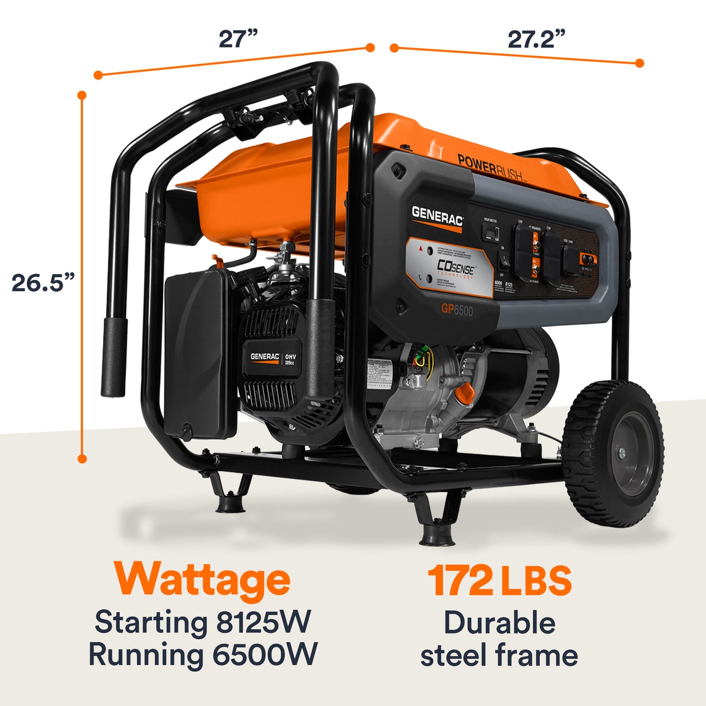 6,500-watt Portable Generator with COSENSE® Technology
