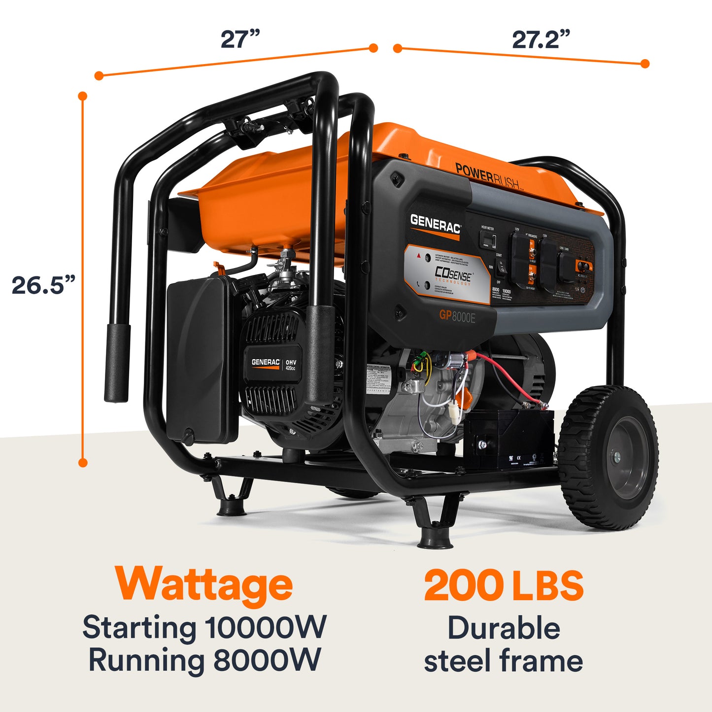 8,000-watt Electric Start Portable Generator With COSENSE® Technology