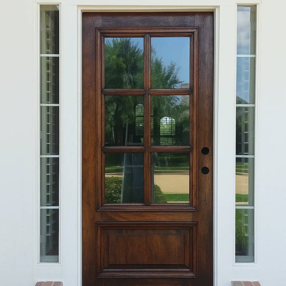 3/0x6/8 Mahogany Prehung Front Door With 6 Lites