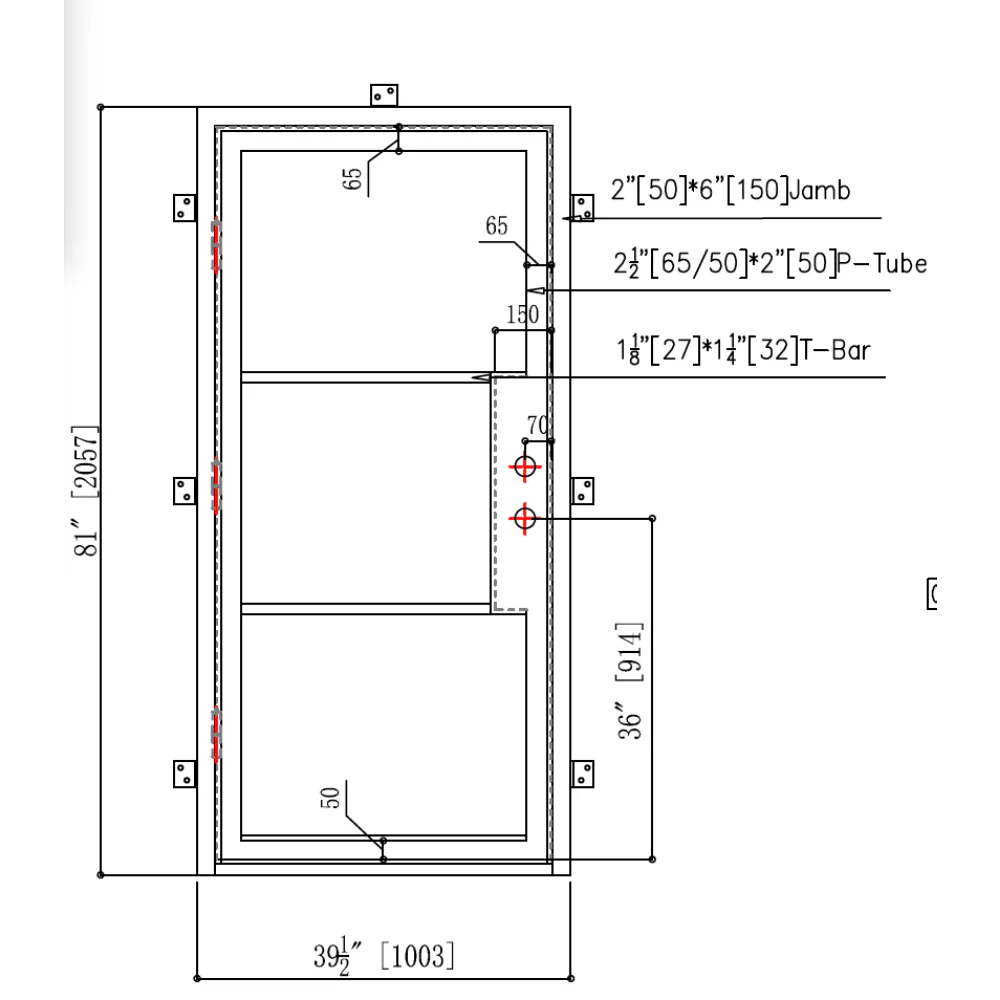 3/0x6/8 Single Exterior Wrought Iron Door