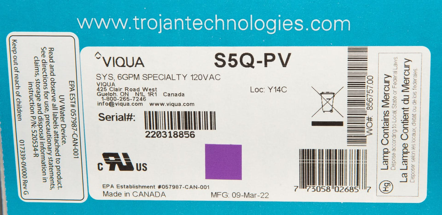 S5Q-PV Specialty UltraViolet Water Disinfection System by Viqua