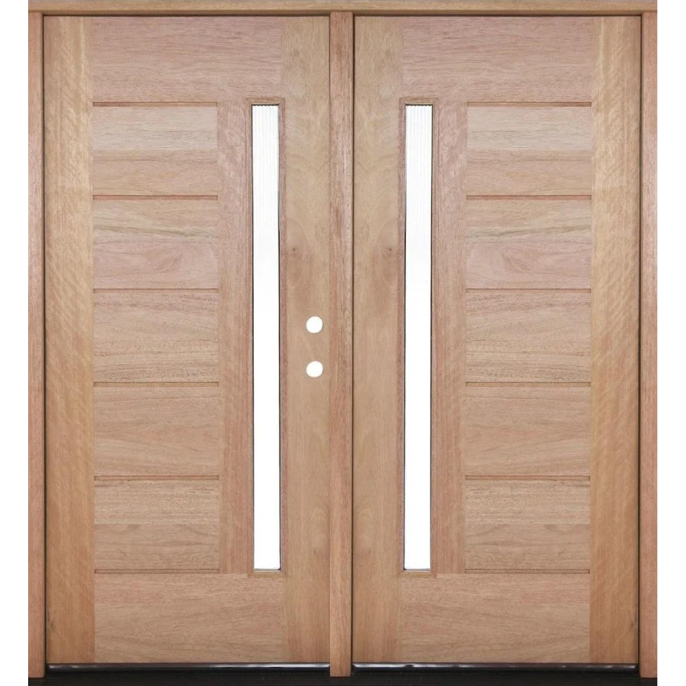 6/0x6/8 Exterior Mahogany Prehung Double Door | 1 Lite