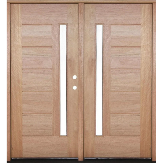 6/0x6/8 Exterior Mahogany Prehung Double Door | 1 Lite