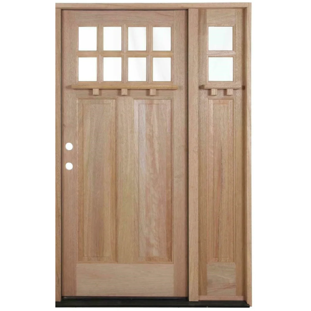 Crafstman 53 in x 80 in Exterior Mahogany Door with 1 Sidelite