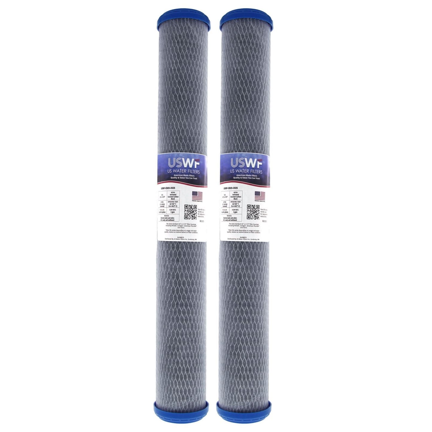 USWF Coconut Carbon Block Filter, 0.5 Micron 20"x2.5"