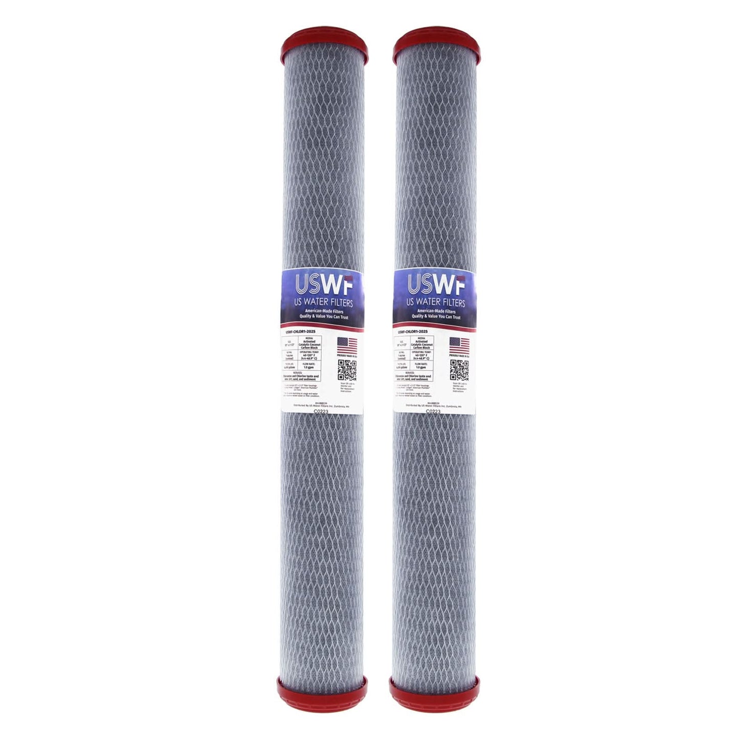 USWF 1 Micron Catalytic Carbon Block Chloramine Reducing Filter 20"x2.5"