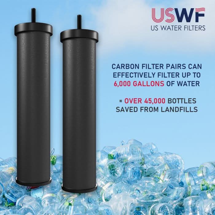 USWF Gravity Filter Elements Combo Pack, Black Carbon And Fluoride Filtration Elements