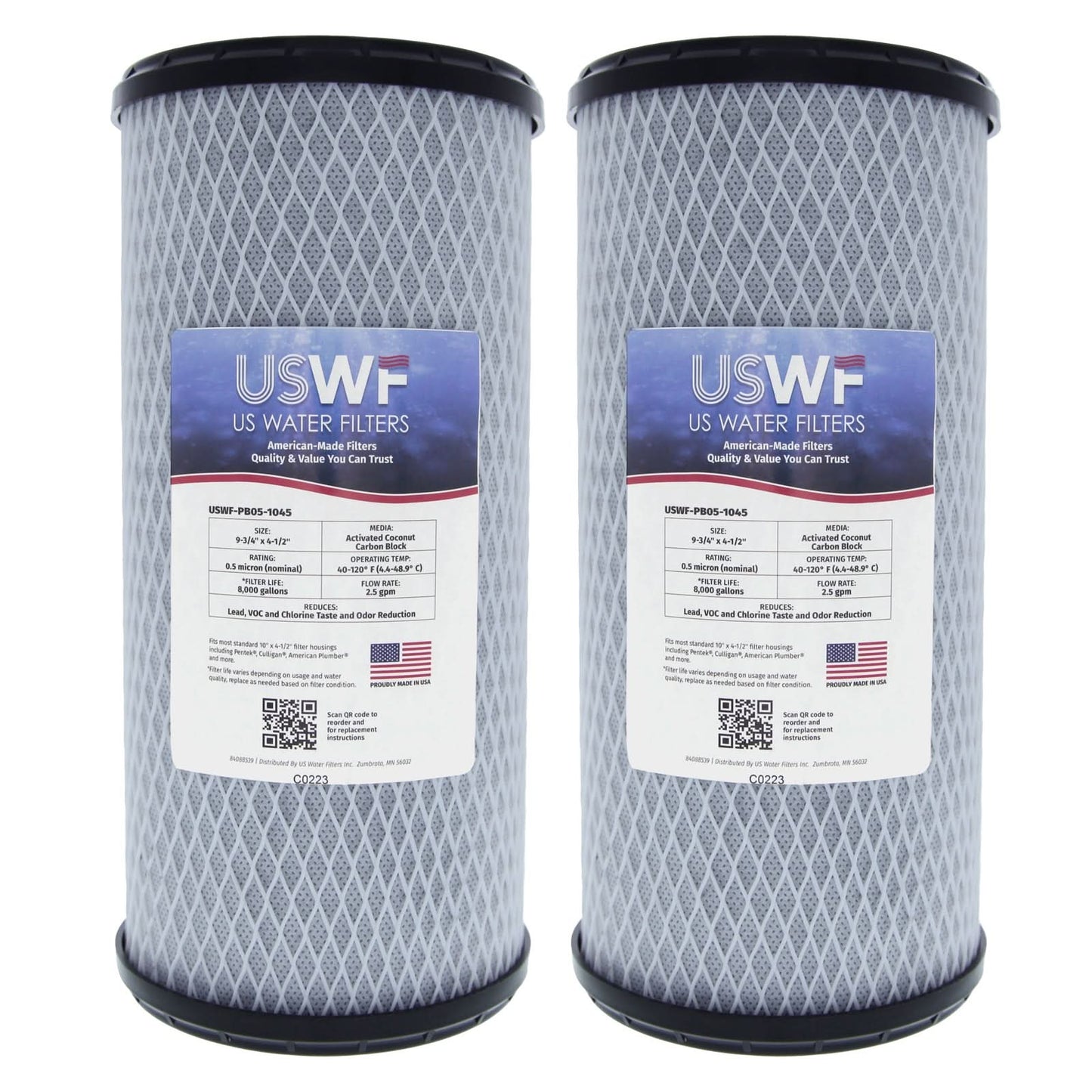 USWF 0.5 Micron Lead Reducing Carbon Block Filter 10"x4.5"